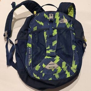 The North Face Blue and Neon Green Kids Backpack